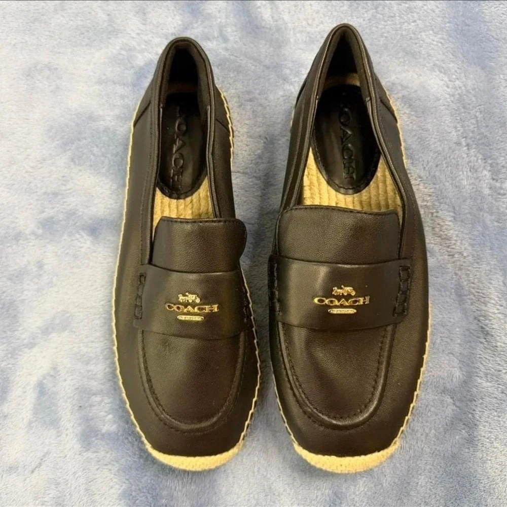Coach black leather espadrille loafers Size‎ US 5.5 new no box